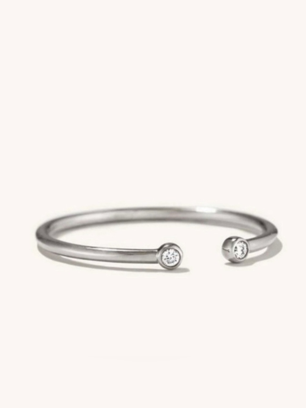 14k White Gold Two is Better than One by Mejuri Double Diamond Open Ring